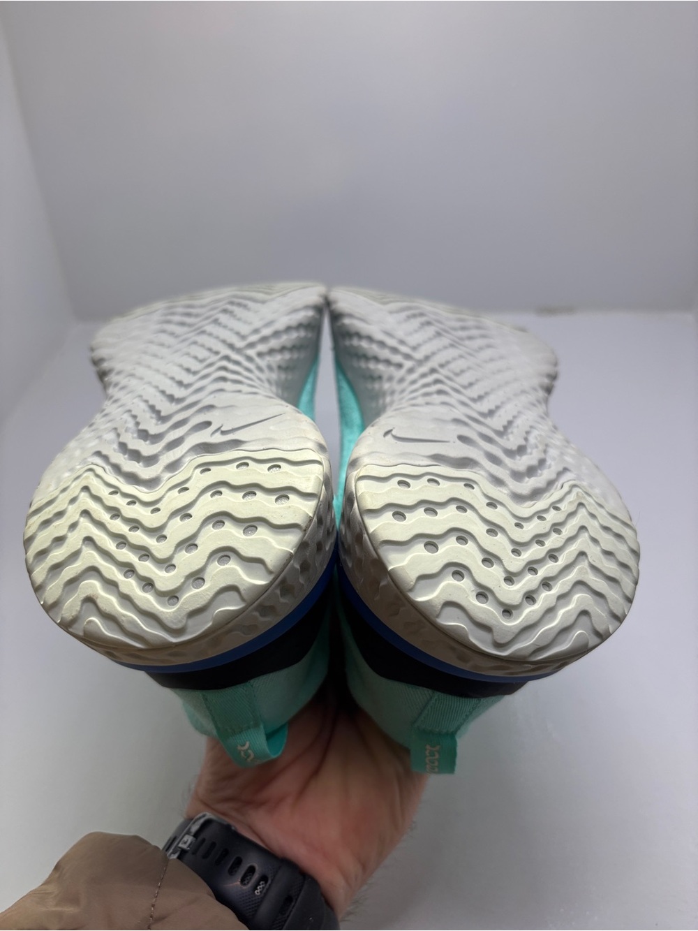 Nike React Phantom Run Flyknit Women's 11 Mint Aqua Running Shoes Slip On Sneake - Picture 11 of 12